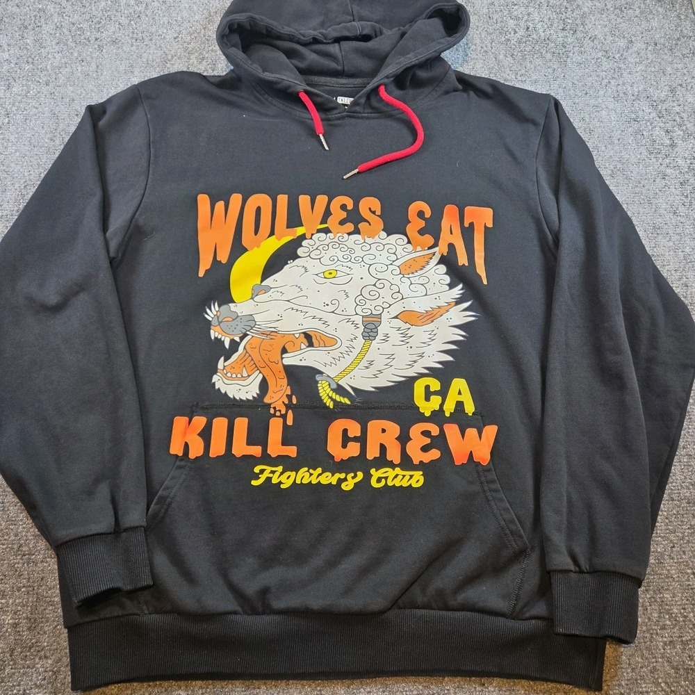 Kill Crew Porrada Series Hoodie Men L Black Pullover Vol 1 Wolves Eat Graphic